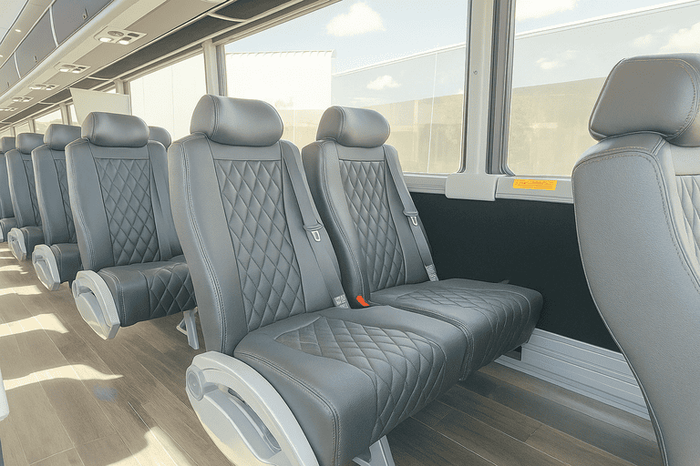 interior of Westminster Shuttle Bus Company charter bus